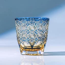 Edo Kiriko Blue Starburst Hand-Cut Whisky Glass